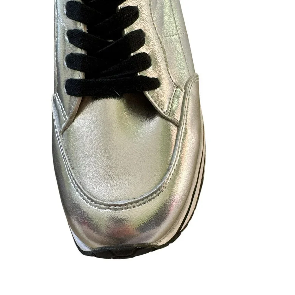 NEW Steve Madden Rizzo Silver Platform Sneakers M - Picture 3 of 12